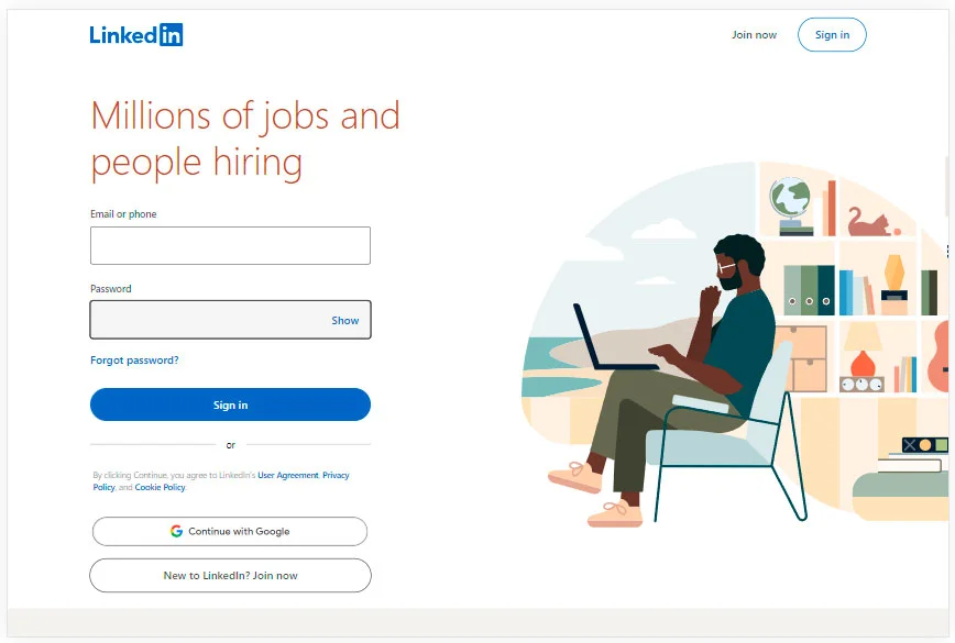 LinkedIn job search app interface showing job listings and professional networking features